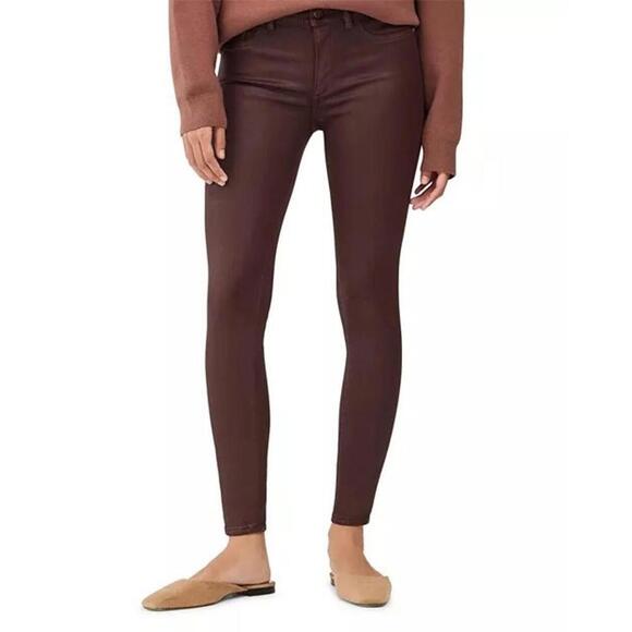 DL1961 Florence Mid Rise Coated Skinny Denim Jeans Women's Size 25 Dark Sequoia - Picture 1 of 5